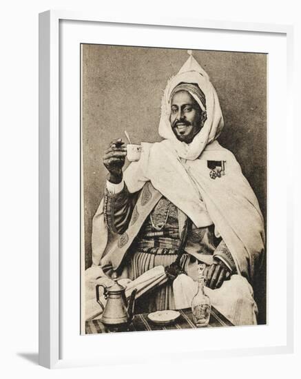 A Decorated Moroccan Tribal Chief Enjoying a Cup of Coffee-null-Framed Photographic Print