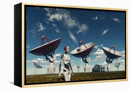 A Deep Space Tracking Station on an Alien Planet Operated by Androids-null-Framed Stretched Canvas