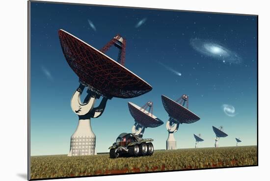 A Deep Space Tracking Station on an Alien Planet-null-Mounted Art Print
