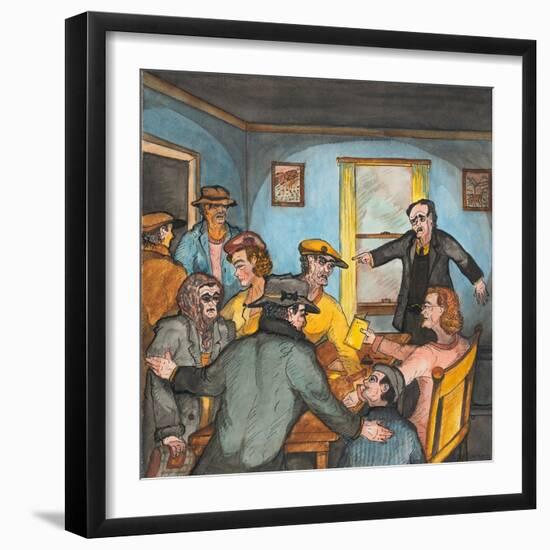 A Delegation in a Relief Station in Portland Protesting the Eviction of an Unemployed Family-Ronald Ginther-Framed Giclee Print