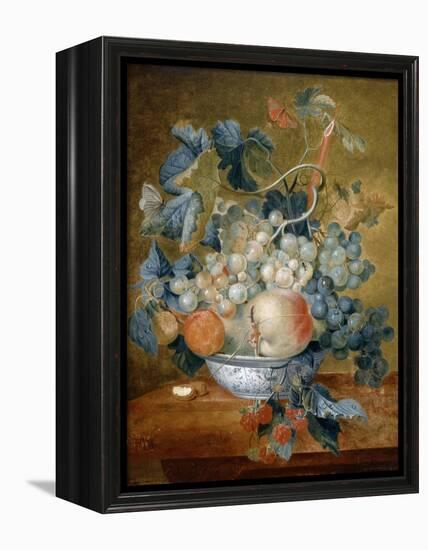 A Delft Bowl with Fruit, C.1730-Michiel van Huysum-Framed Premier Image Canvas