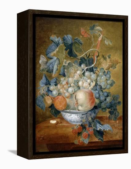 A Delft Bowl with Fruit, C.1730-Michiel van Huysum-Framed Premier Image Canvas