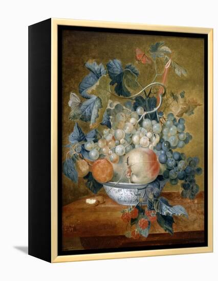 A Delft Bowl with Fruit, C.1730-Michiel van Huysum-Framed Premier Image Canvas