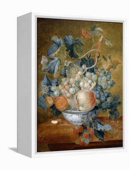 A Delft Bowl with Fruit, C.1730-Michiel van Huysum-Framed Premier Image Canvas