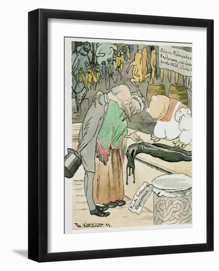 A Delicacy Shop, 1893 watercolor on paper-Theodor Severin Kittelsen-Framed Giclee Print