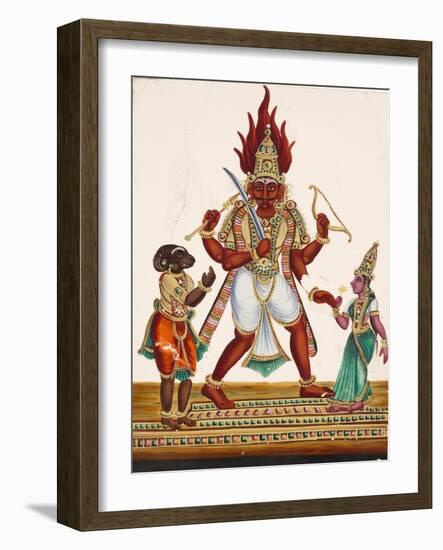 A Depiction of King Ravana with a Rakshasa or Demon to His Left and Sita to His Right, from…-null-Framed Giclee Print