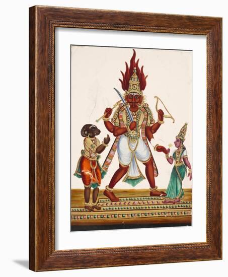 A Depiction of King Ravana with a Rakshasa or Demon to His Left and Sita to His Right, from…-null-Framed Giclee Print