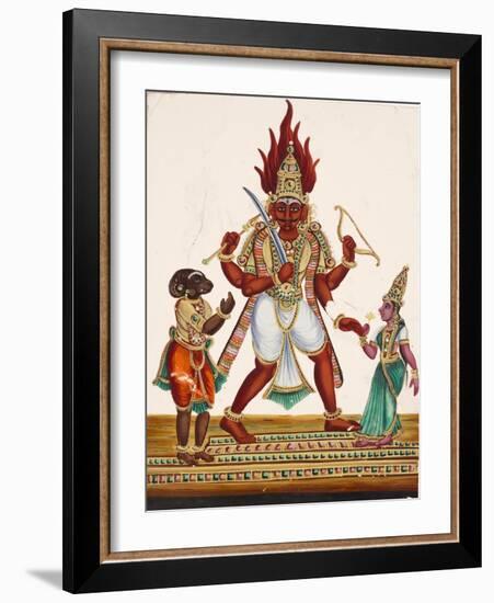 A Depiction of King Ravana with a Rakshasa or Demon to His Left and Sita to His Right, from…-null-Framed Giclee Print