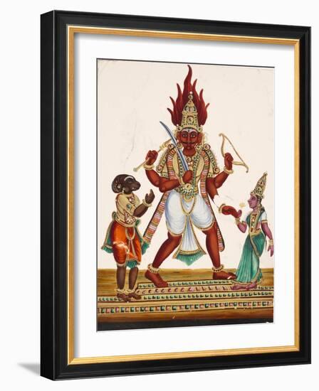 A Depiction of King Ravana with a Rakshasa or Demon to His Left and Sita to His Right, from…-null-Framed Giclee Print