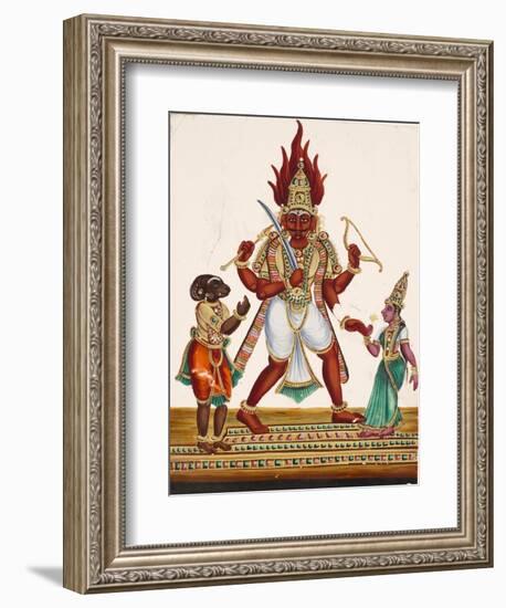 A Depiction of King Ravana with a Rakshasa or Demon to His Left and Sita to His Right, from…-null-Framed Giclee Print