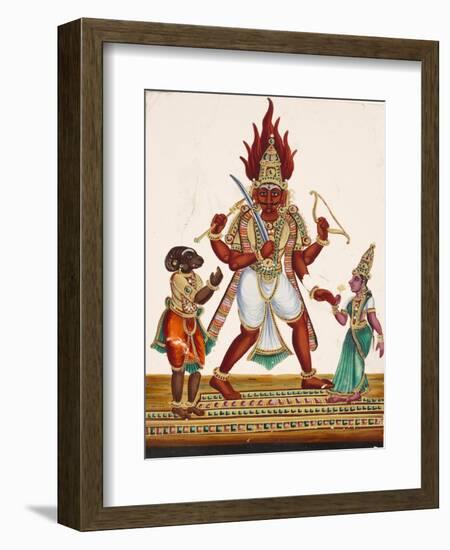 A Depiction of King Ravana with a Rakshasa or Demon to His Left and Sita to His Right, from…-null-Framed Giclee Print