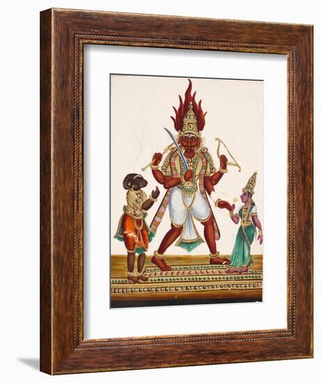 A Depiction of King Ravana with a Rakshasa or Demon to His Left and Sita to His Right, from…-null-Framed Giclee Print