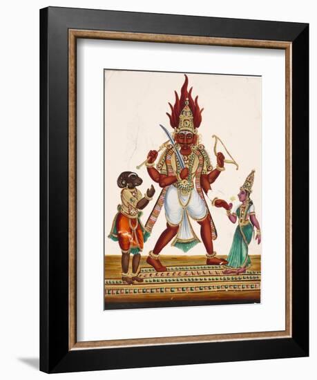 A Depiction of King Ravana with a Rakshasa or Demon to His Left and Sita to His Right, from…--Framed Giclee Print