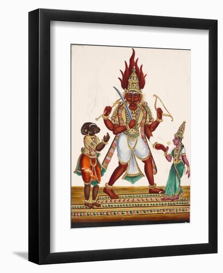 A Depiction of King Ravana with a Rakshasa or Demon to His Left and Sita to His Right, from…-null-Framed Giclee Print