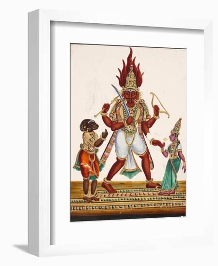 A Depiction of King Ravana with a Rakshasa or Demon to His Left and Sita to His Right, from…-null-Framed Giclee Print