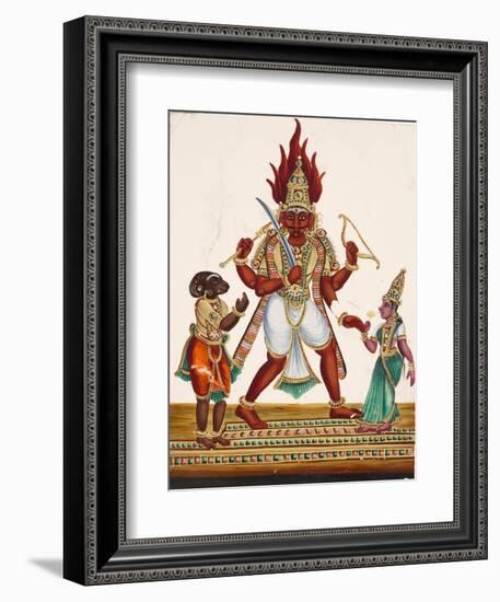 A Depiction of King Ravana with a Rakshasa or Demon to His Left and Sita to His Right, from…-null-Framed Giclee Print