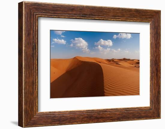 A desert landscape of wind sculpted and rippled sand dunes. Wahiba Sands, Oman.-Sergio Pitamitz-Framed Photographic Print