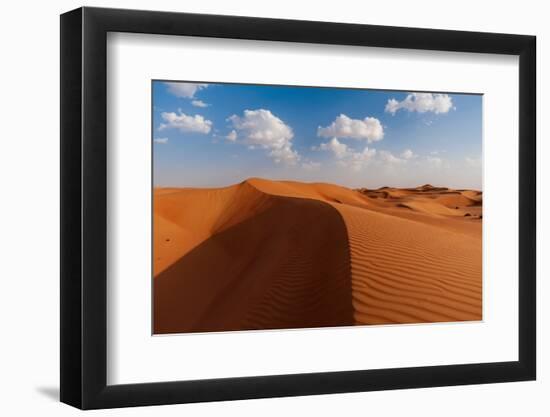 A desert landscape of wind sculpted and rippled sand dunes. Wahiba Sands, Oman.-Sergio Pitamitz-Framed Photographic Print