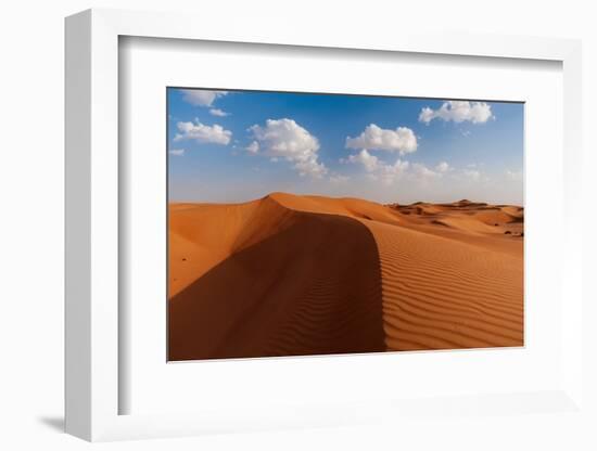 A desert landscape of wind sculpted and rippled sand dunes. Wahiba Sands, Oman.-Sergio Pitamitz-Framed Photographic Print