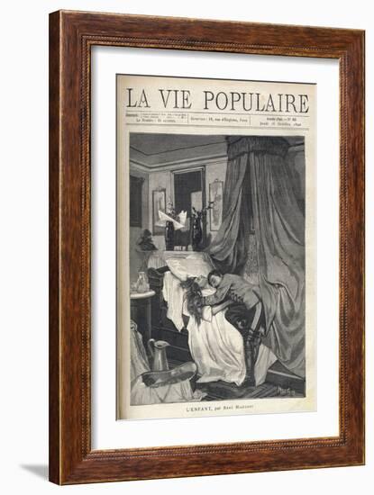 A Desperate Soldier Hugged a Woman's Corpse Lying in a Bed. Illustration by Alfons Maria Mucha (Alp-Alphonse Marie Mucha-Framed Giclee Print