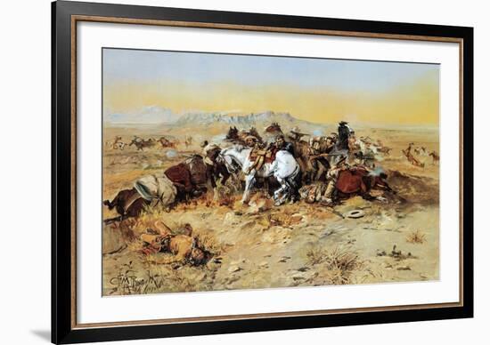 A Desperate Stand-Charles Marion Russell-Framed Art Print