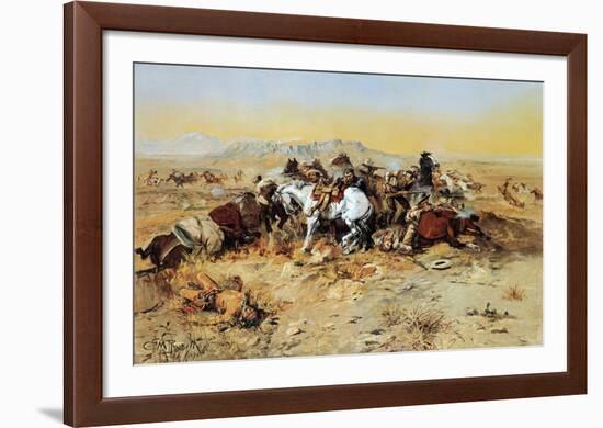 A Desperate Stand-Charles Marion Russell-Framed Art Print