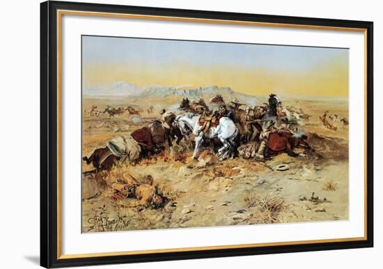 A Desperate Stand-Charles Marion Russell-Framed Art Print