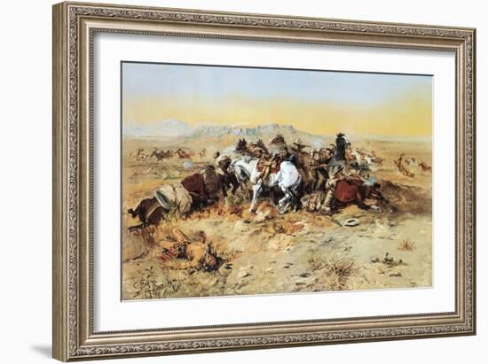 A Desperate Stand-Charles Marion Russell-Framed Art Print