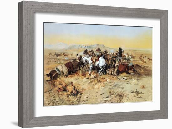 A Desperate Stand-Charles Marion Russell-Framed Art Print