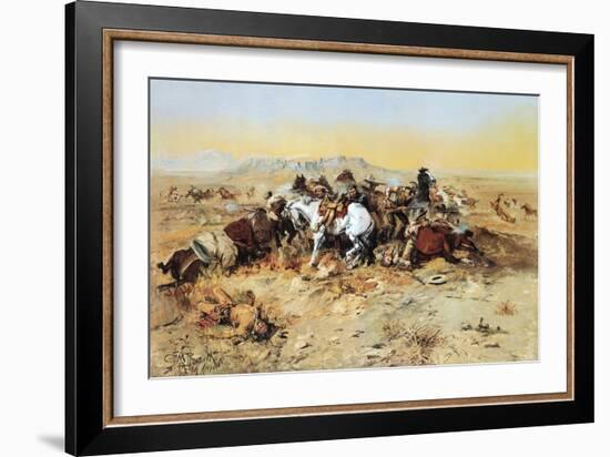 A Desperate Stand-Charles Marion Russell-Framed Art Print