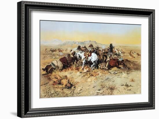 A Desperate Stand-Charles Marion Russell-Framed Art Print