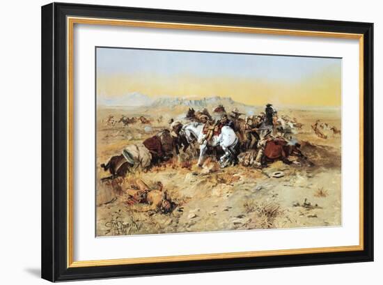 A Desperate Stand-Charles Marion Russell-Framed Art Print