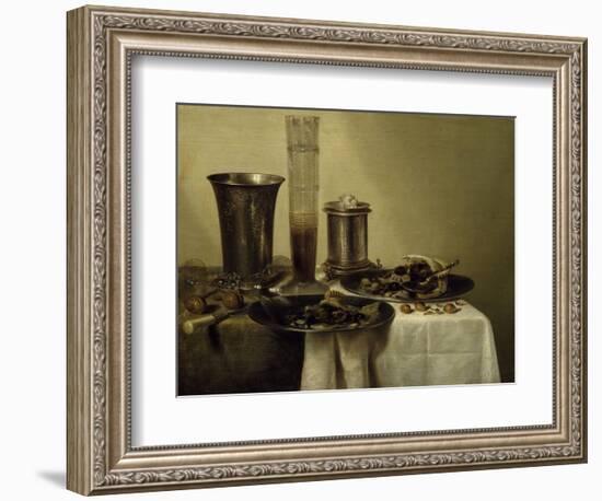 A Dessert, Previously Called Still Life with Silver Tumbler. 1637-Willem Claesz Heda-Framed Art Print