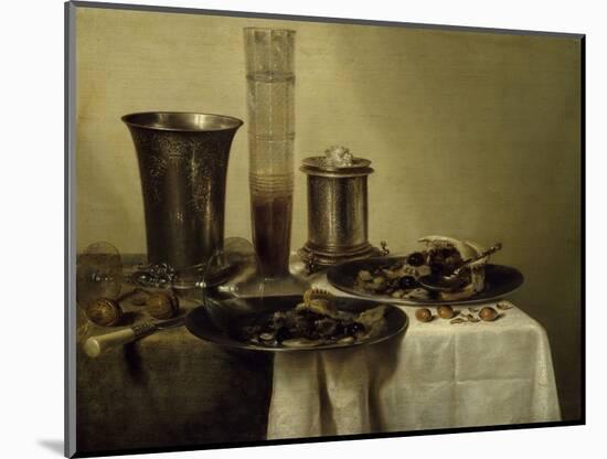 A Dessert, Previously Called Still Life with Silver Tumbler. 1637-Willem Claesz Heda-Mounted Art Print