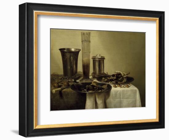 A Dessert, Previously Called Still Life with Silver Tumbler. 1637-Willem Claesz Heda-Framed Art Print