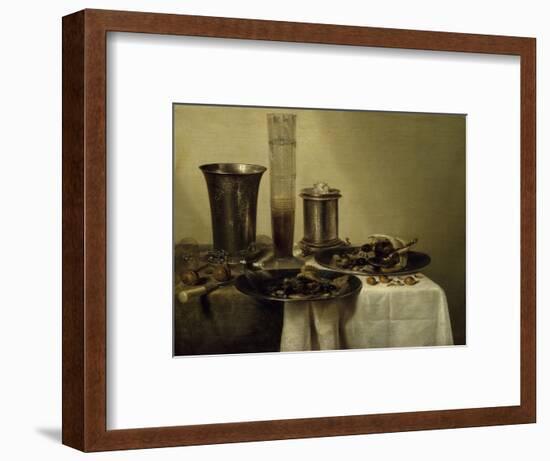 A Dessert, Previously Called Still Life with Silver Tumbler. 1637-Willem Claesz Heda-Framed Art Print