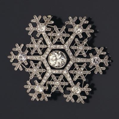 Superb Platinum Snowflake Diamond Pin/Pendant, circa 1950