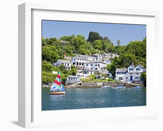 A Dinghy Sails Past the Village of Boddinick Near Fowey, Cornwall, England, United Kingdom, Europe-David Clapp-Framed Photographic Print