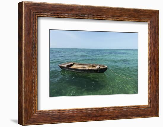 A Dingy Floats by Itself on Open Green Waters Near the Southern Coast of Cuba-James White-Framed Photographic Print