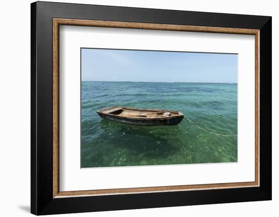 A Dingy Floats by Itself on Open Green Waters Near the Southern Coast of Cuba-James White-Framed Photographic Print