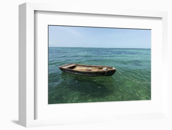 A Dingy Floats by Itself on Open Green Waters Near the Southern Coast of Cuba-James White-Framed Photographic Print