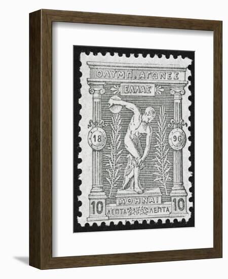 A Discus Thrower. Greece 1896 Olympic Games 10 Lepta, Unused-null-Framed Premium Giclee Print