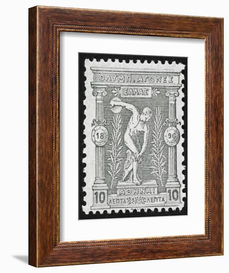 A Discus Thrower. Greece 1896 Olympic Games 10 Lepta, Unused-null-Framed Premium Giclee Print