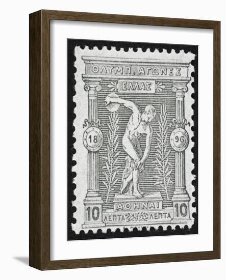 A Discus Thrower. Greece 1896 Olympic Games 10 Lepta, Unused-null-Framed Giclee Print