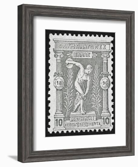 A Discus Thrower. Greece 1896 Olympic Games 10 Lepta, Unused-null-Framed Giclee Print