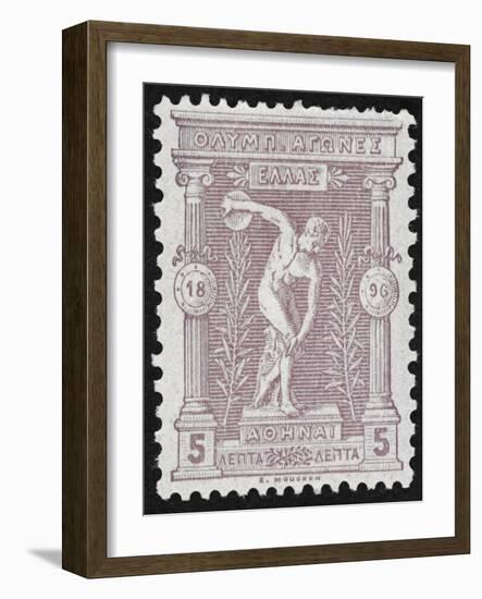 A Discus Thrower. Greece 1896 Olympic Games 5 Lepta Unused - Philatelic Collections,-null-Framed Giclee Print