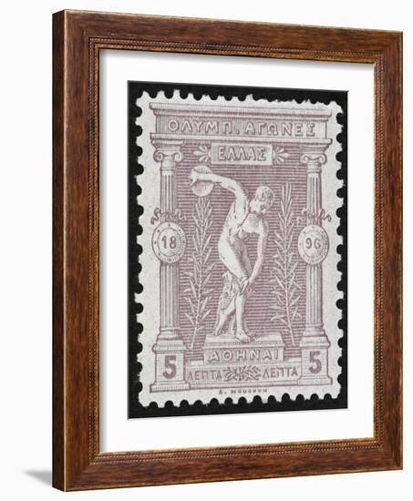 A Discus Thrower. Greece 1896 Olympic Games 5 Lepta Unused - Philatelic Collections,-null-Framed Giclee Print