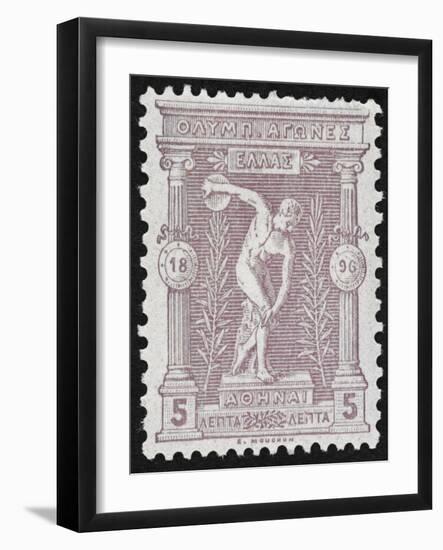 A Discus Thrower. Greece 1896 Olympic Games 5 Lepta Unused - Philatelic Collections,-null-Framed Giclee Print