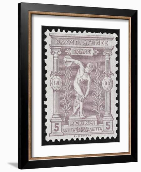 A Discus Thrower. Greece 1896 Olympic Games 5 Lepta Unused - Philatelic Collections,-null-Framed Giclee Print