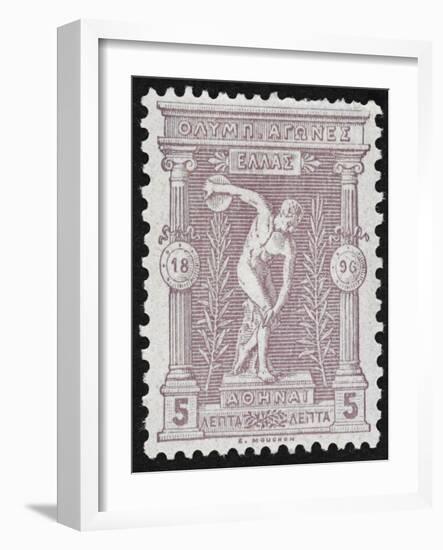 A Discus Thrower. Greece 1896 Olympic Games 5 Lepta Unused - Philatelic Collections,-null-Framed Giclee Print